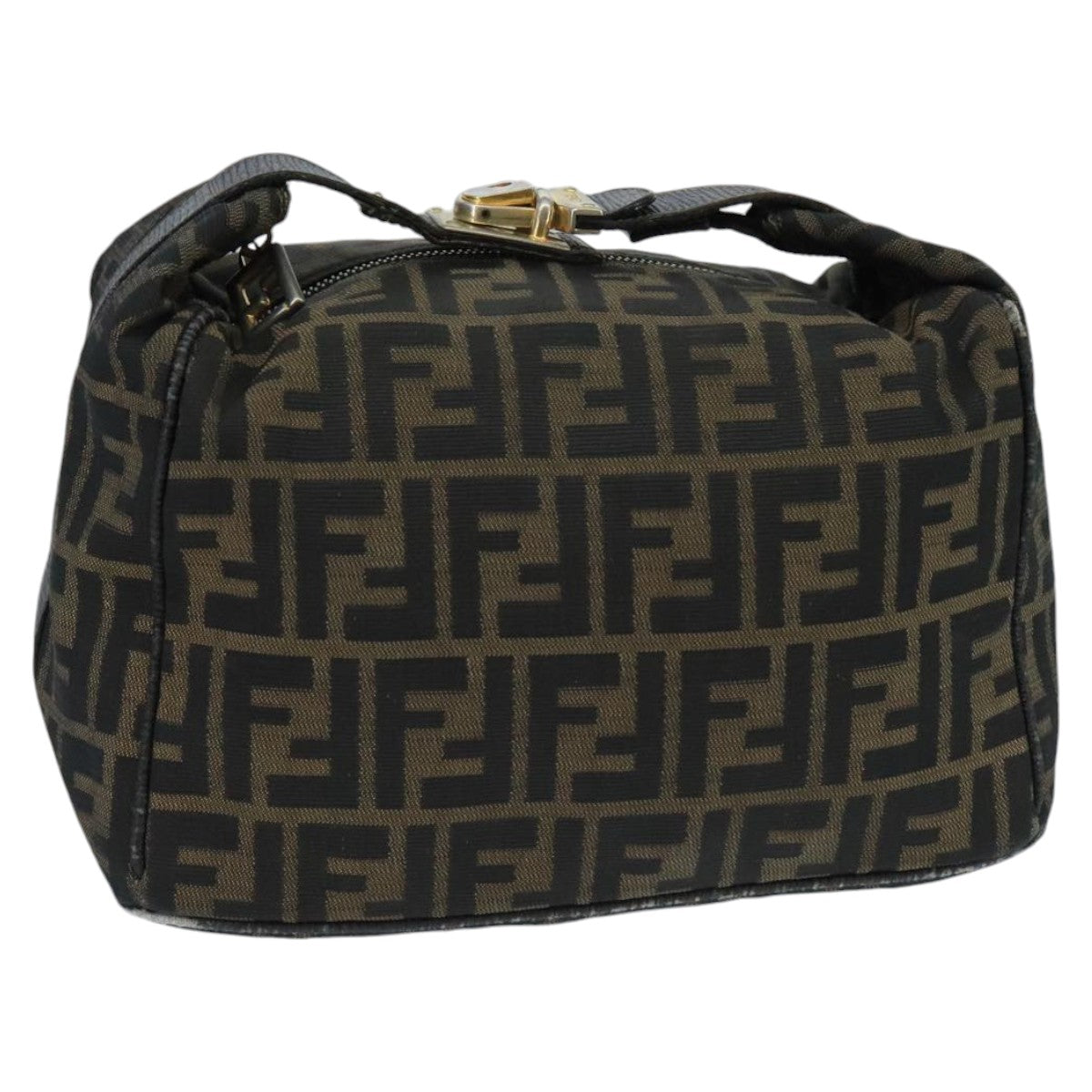 FENDI Zucca Canvas Vanity Pouch Brown Black Gold98904