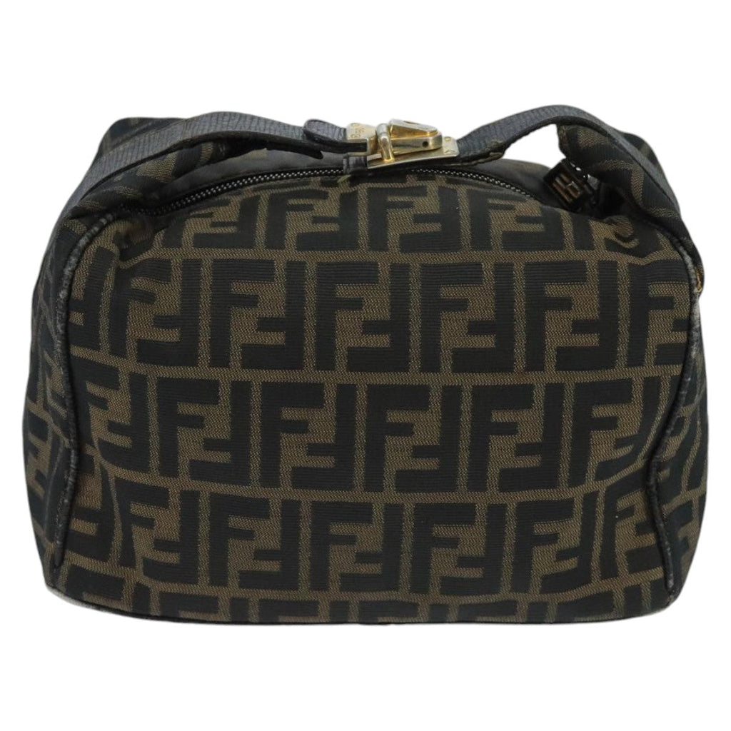 FENDI Zucca Canvas Vanity Pouch Brown Black Gold98904