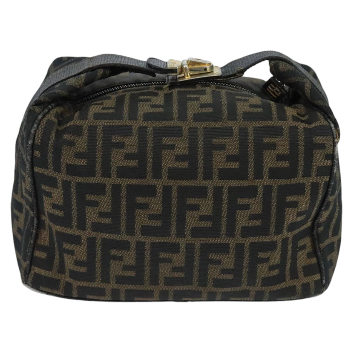 FENDI Zucca Canvas Vanity Pouch Brown Black Gold98904