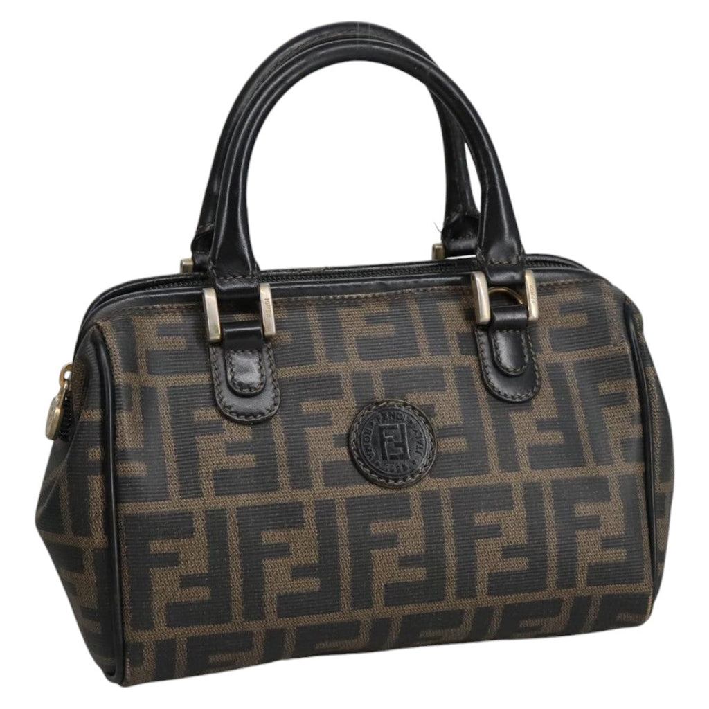FENDI Zucca Canvas Hand Bag Brown Black98983