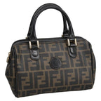 FENDI Zucca Canvas Hand Bag Brown Black98983