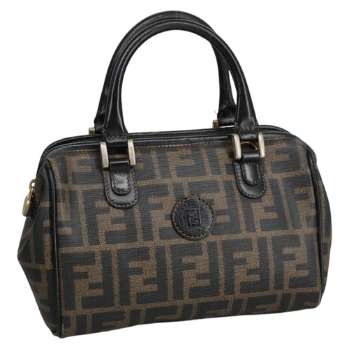 FENDI Zucca Canvas Hand Bag Brown Black98983