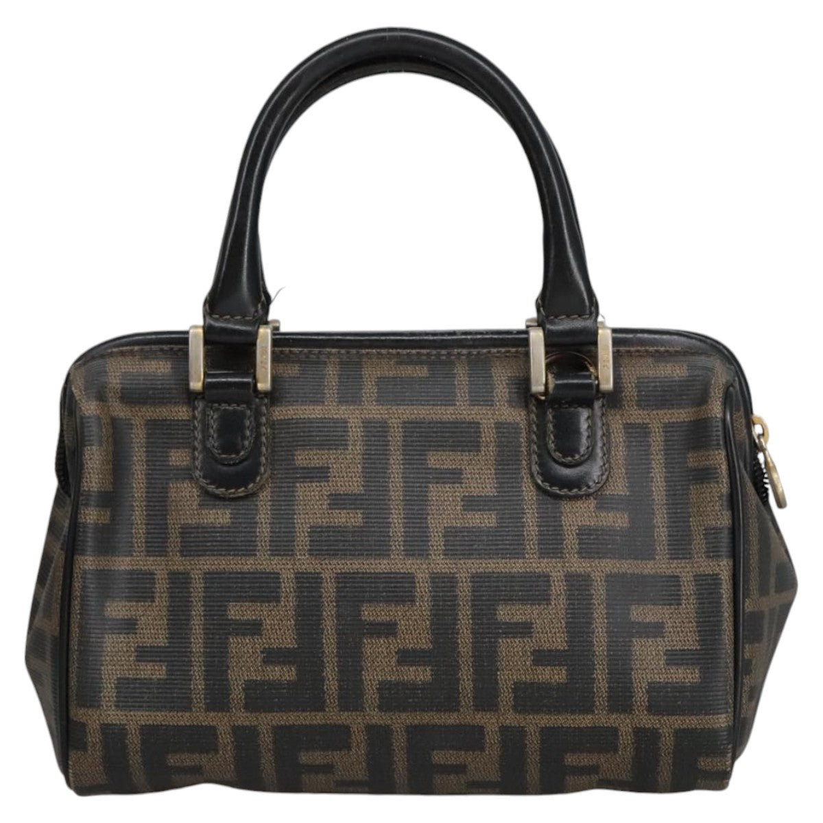 FENDI Zucca Canvas Hand Bag Brown Black98983