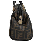 FENDI Zucca Canvas Hand Bag Brown Black98983