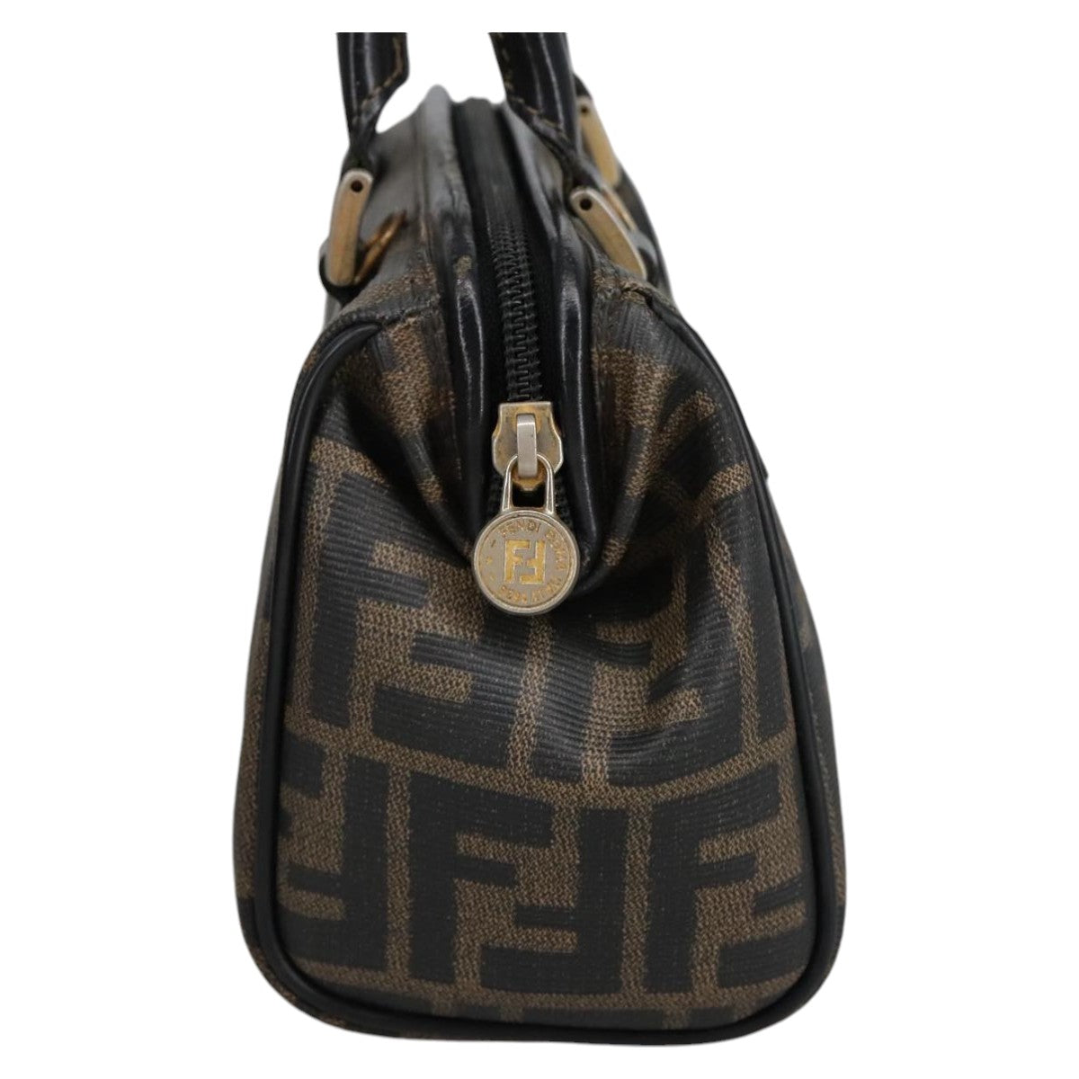 FENDI Zucca Canvas Hand Bag Brown Black98983