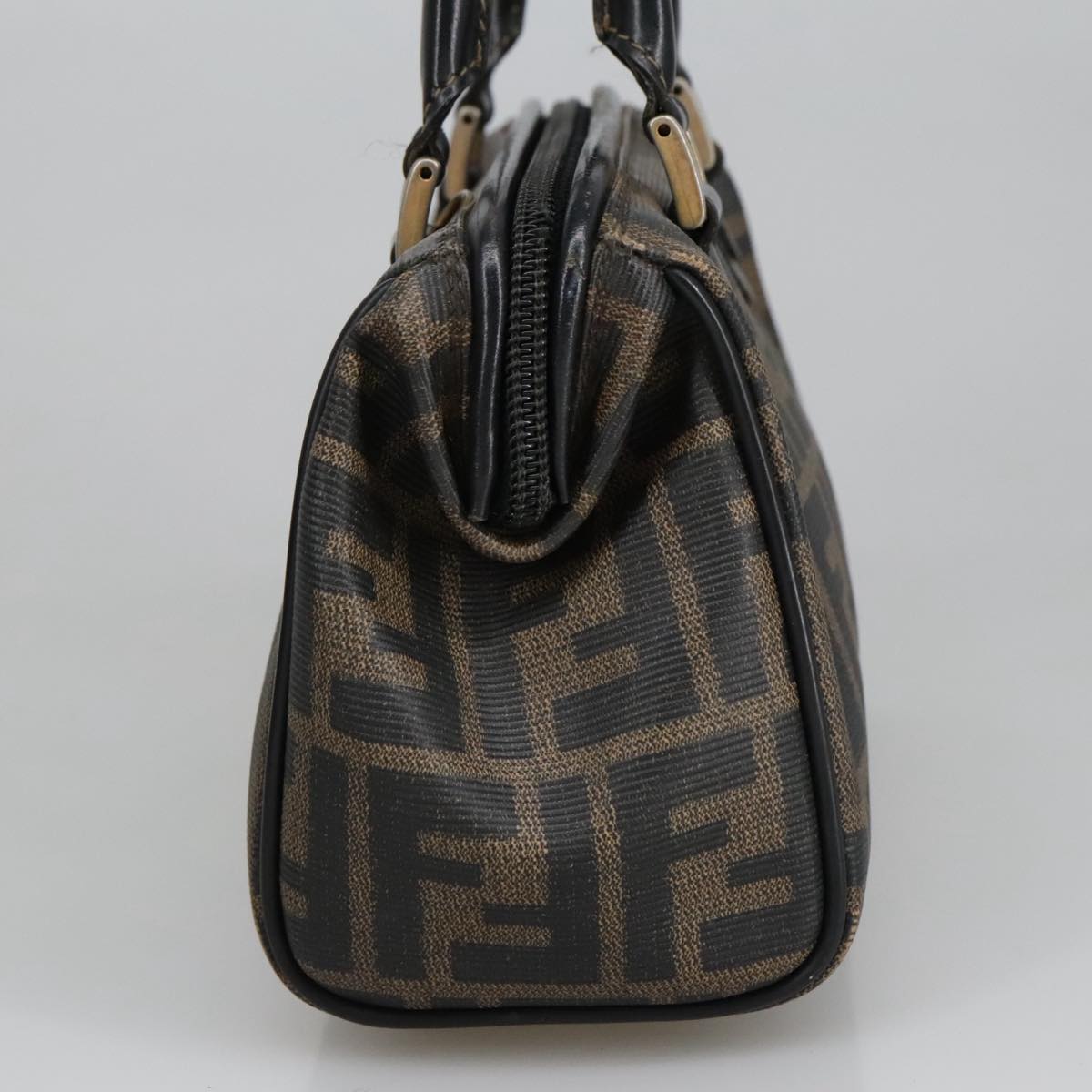 FENDI Zucca Canvas Hand Bag Brown Black98983