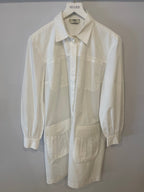 Fendi White Long-Sleeve Shirt Dress with Pockets and Logo Detail Size IT 42 (UK 10)