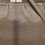 Fendi Grey Leather Large Peekaboo Top Handle Bag