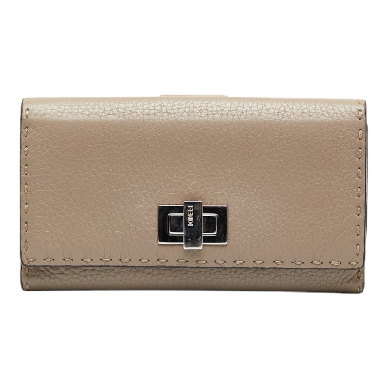 Fendi Fendi Celeria 8M0308 Long Wallet Leather Gray  Gray