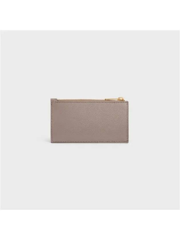 CELINE Essential Zipper Compact Grain Calfskin Card Wallet Pebble