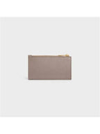 CELINE Essential Zipper Compact Grain Calfskin Card Wallet Pebble