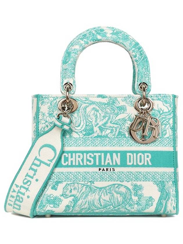 Lady D Lite Toile De Jouy Embroidery Medium Tote Bag Green Dior