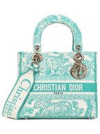 Lady D Lite Toile De Jouy Embroidery Medium Tote Bag Green Dior