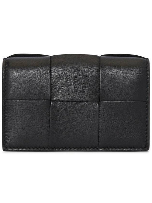 Bottega Veneta Intrecciato Flap Card Wallet Black
