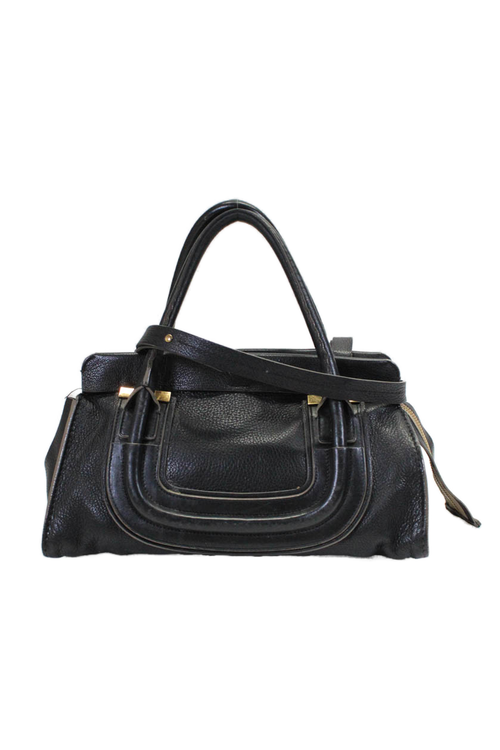 Chloe Womens Black Leather Zip Top Handle Everston Bag Handbag