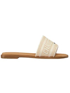 Dway Embroidered Cotton Raffia Slippers Natural White Dior