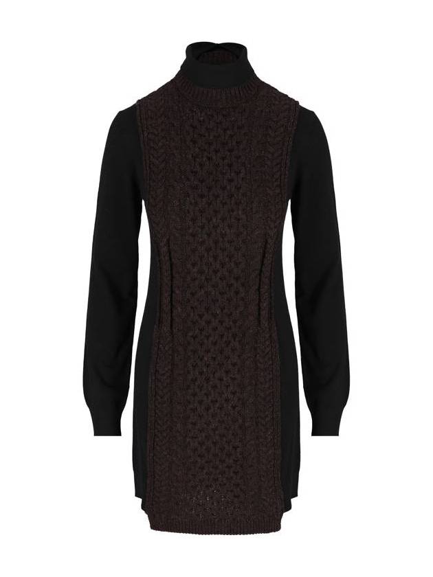 Fendi High Neck Cashmere Midi Dress Dark Purple