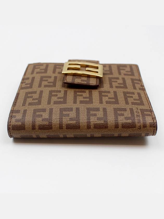 Fendi FF Logo PVC Juca Half Wallet Brown 8M0188