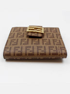 Fendi FF Logo PVC Juca Half Wallet Brown 8M0188