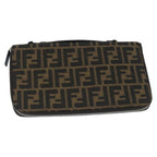 FENDI Zucca Canvas Travel Pouch Brown Black gold99040
