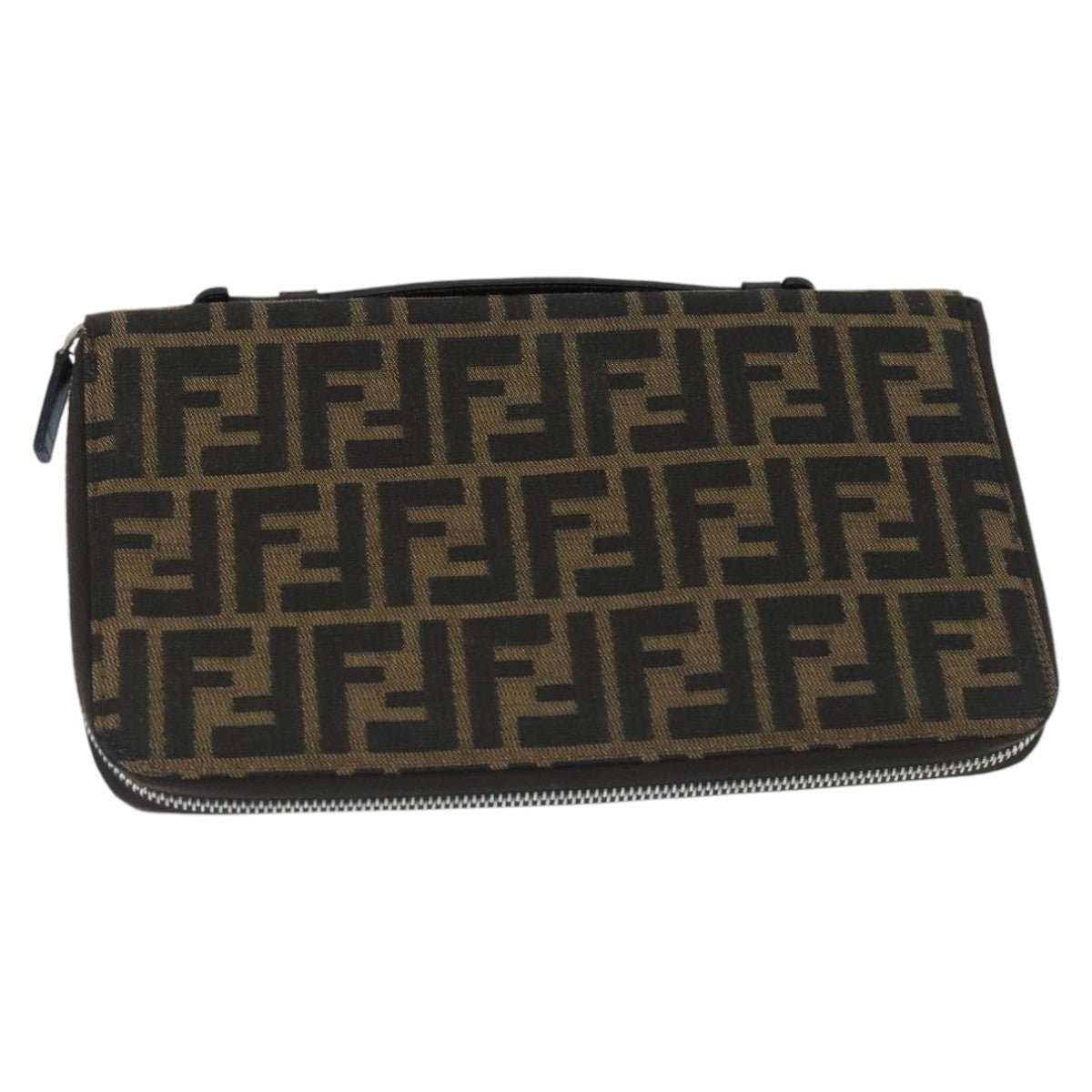 FENDI Zucca Canvas Travel Pouch Brown Black gold99040