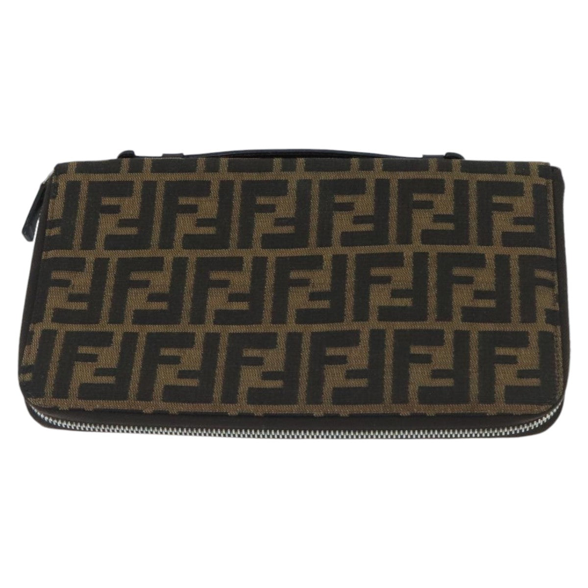 FENDI Zucca Canvas Travel Pouch Brown Black gold99040