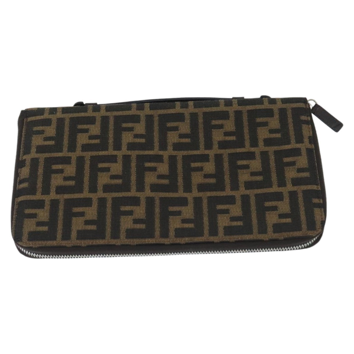 FENDI Zucca Canvas Travel Pouch Brown Black gold99040