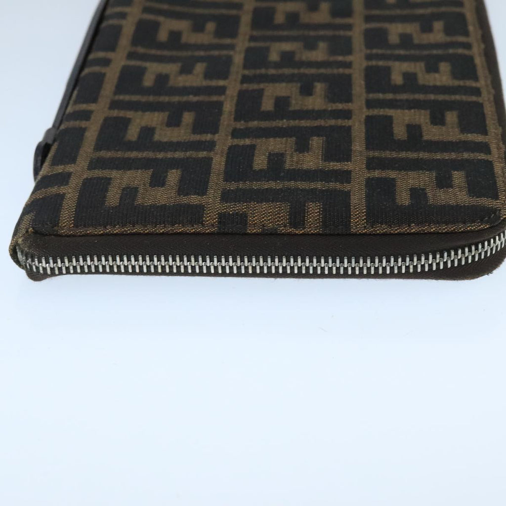 FENDI Zucca Canvas Travel Pouch Brown Black gold99040
