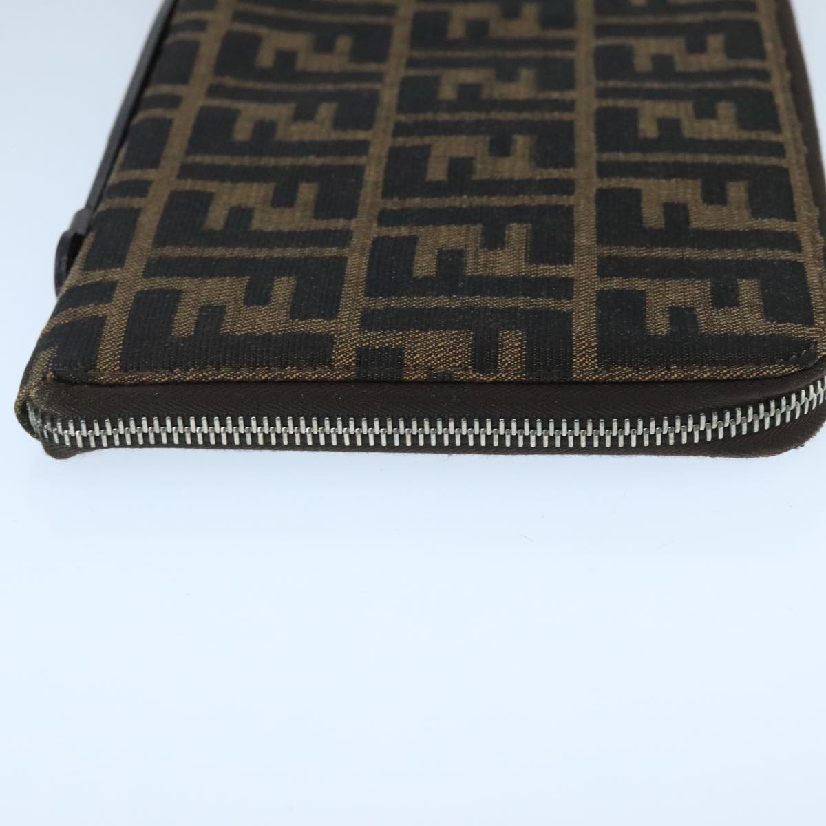 FENDI Zucca Canvas Travel Pouch Brown Black gold99040
