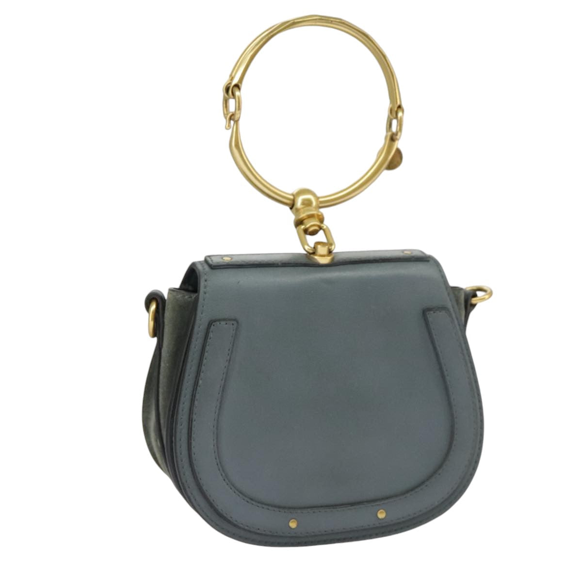 Chloe Nile small bracelet Hand Bag Leather 2way Blue Gold 99046