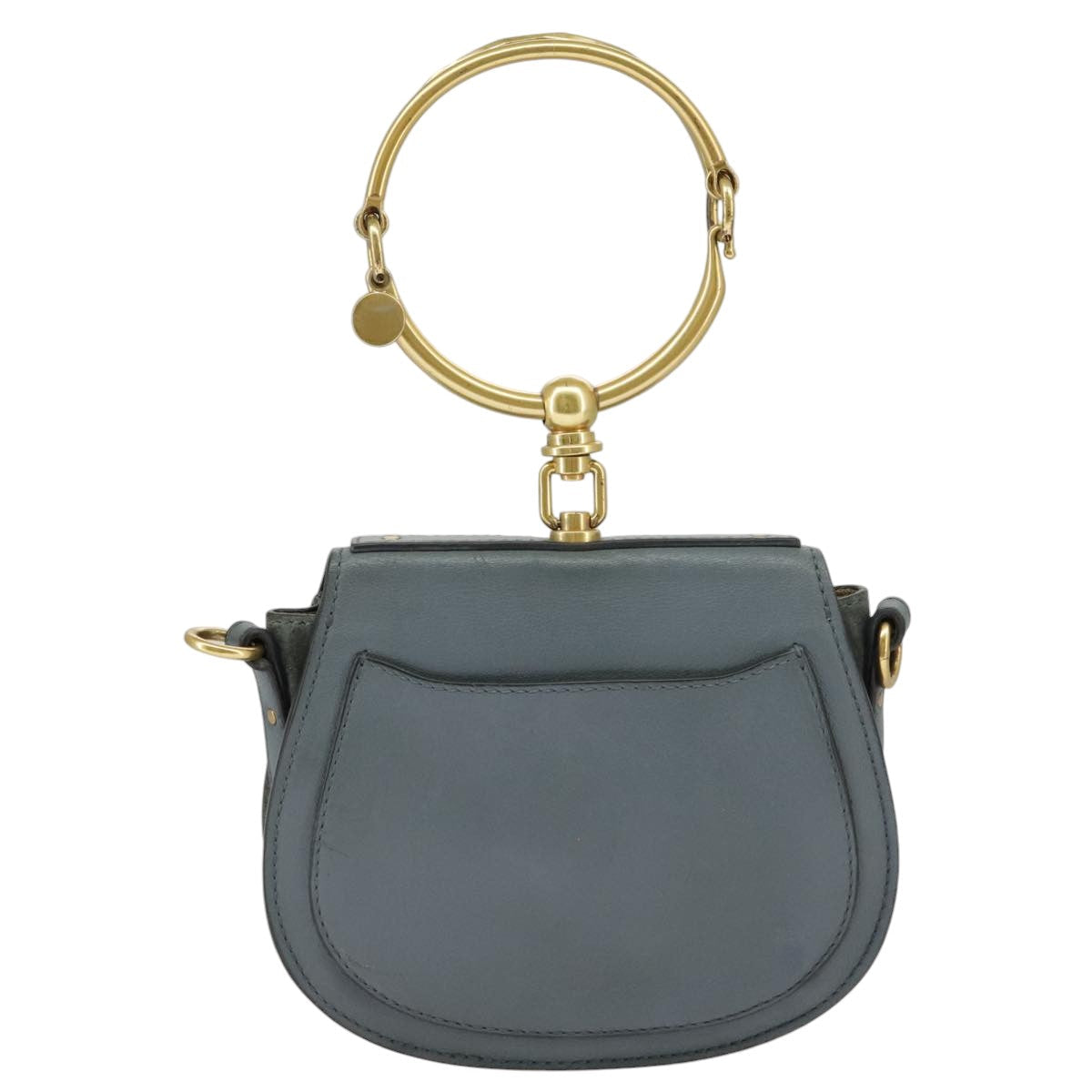 Chloe Nile small bracelet Hand Bag Leather 2way Blue Gold 99046