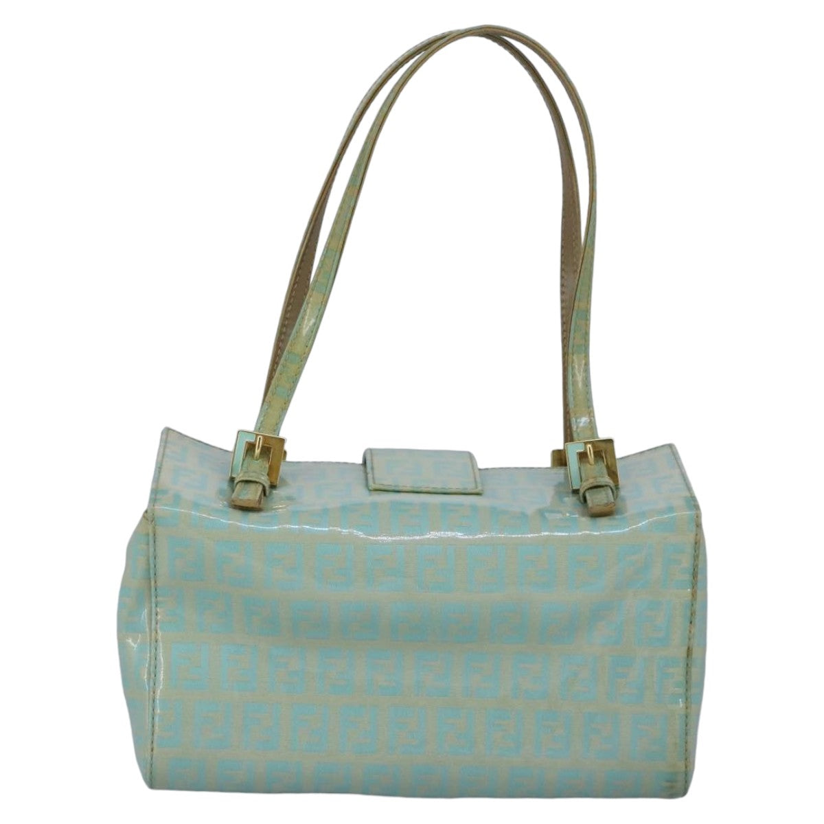 FENDI Zucchino Canvas Hand Bag Patent leather Green99134