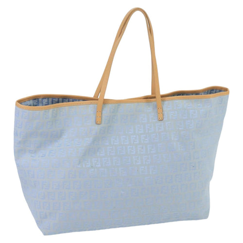 FENDI Zucchino Canvas Tote Bag Blue Silver99135