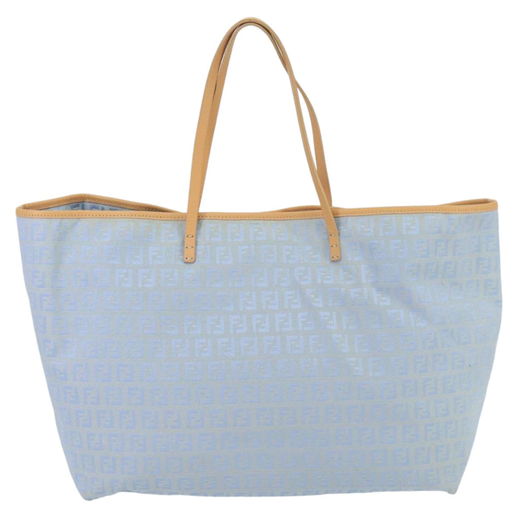 FENDI Zucchino Canvas Tote Bag Blue Silver99135