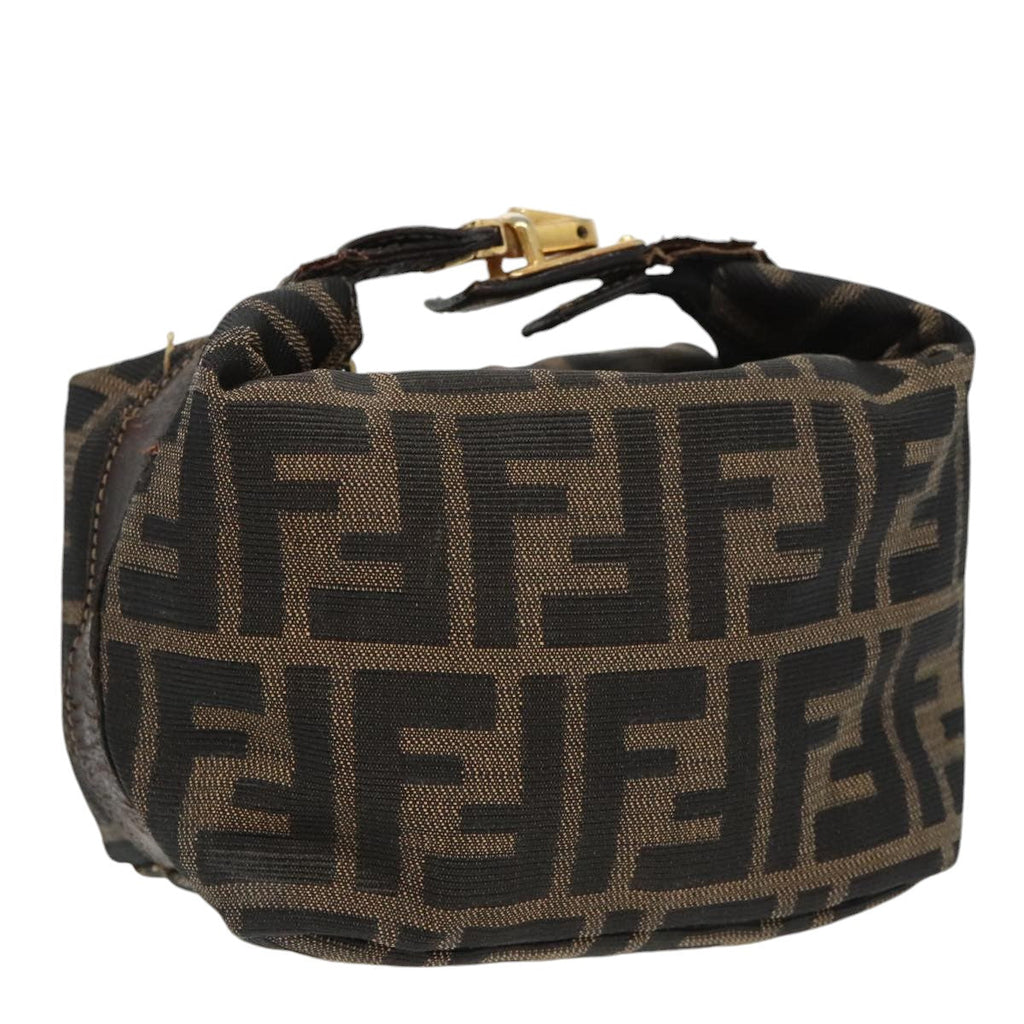 FENDI Zucca Canvas Vanity Pouch Brown Black gold99147