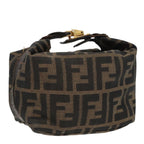 FENDI Zucca Canvas Vanity Pouch Brown Black gold99147