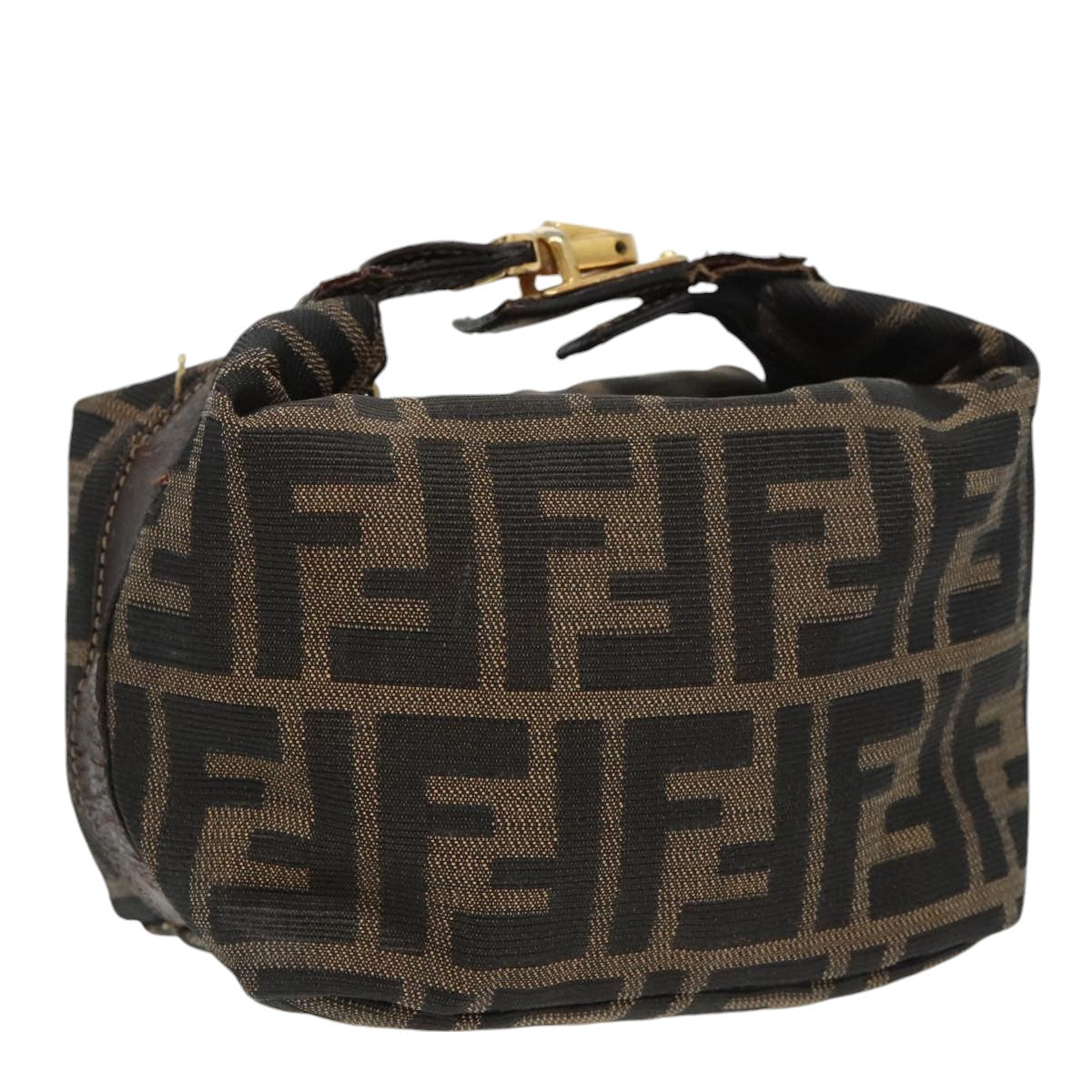 FENDI Zucca Canvas Vanity Pouch Brown Black gold99147