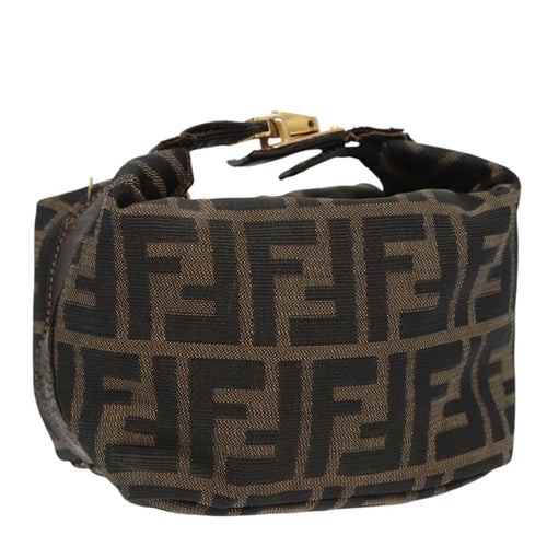 FENDI Zucca Canvas Vanity Pouch Brown Black gold99147
