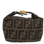 FENDI Zucca Canvas Vanity Pouch Brown Black gold99147