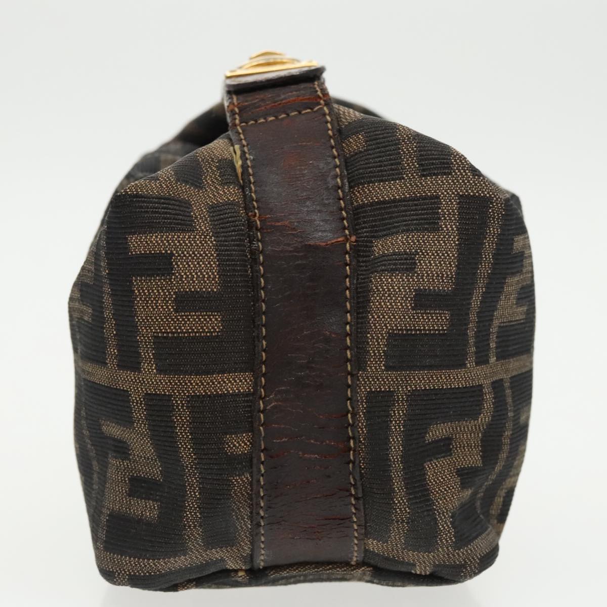 FENDI Zucca Canvas Vanity Pouch Brown Black gold99147