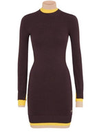 Fendi High Neck Wool Short Dress Dark Purple