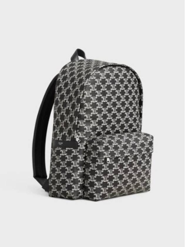 CELINE Triomphe Canvas Two-Tone Calfskin Medium Backpack Black