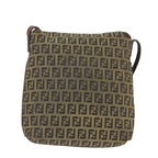 FENDI Zucchino Canvas Mamma Baguette Shoulder Bag Beige Gold99429