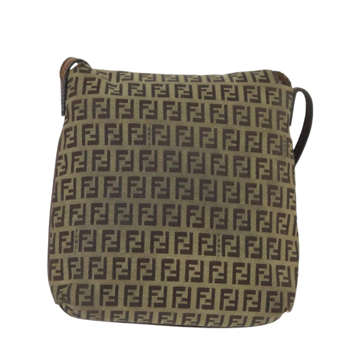 FENDI Zucchino Canvas Mamma Baguette Shoulder Bag Beige Gold99429