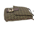 FENDI Zucchino Canvas Mamma Baguette Shoulder Bag Beige Gold99429