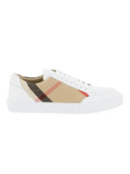 Burberry House Check Leather Sneakers Optic White