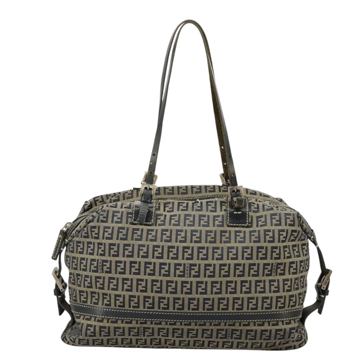 FENDI Zucchino Canvas Hand Bag Navy Silver99666