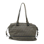FENDI Zucchino Canvas Hand Bag Navy Silver99666