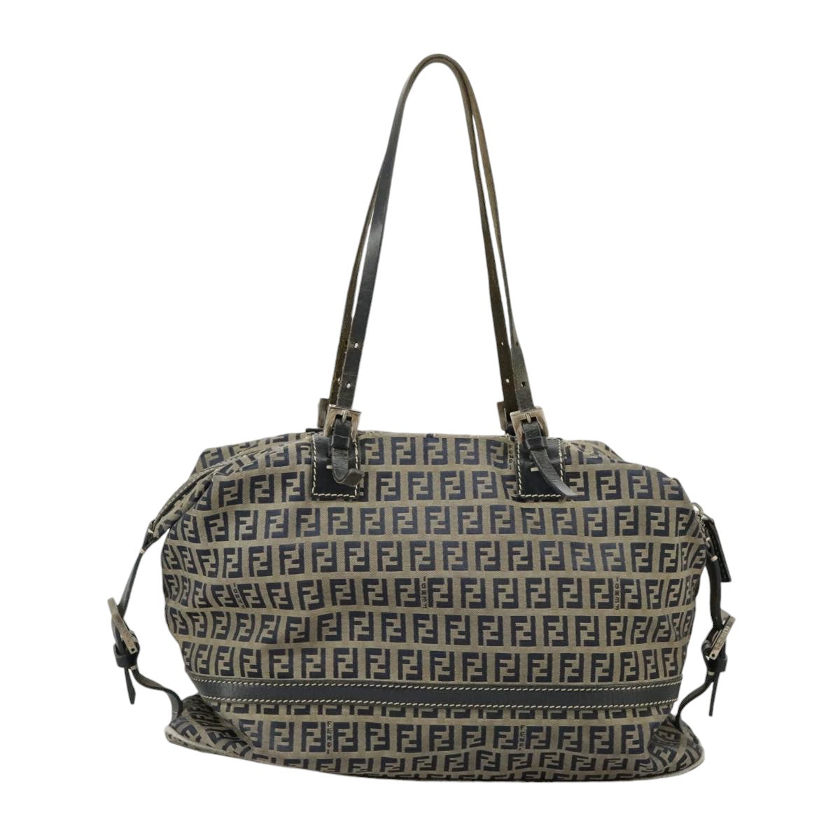 FENDI Zucchino Canvas Hand Bag Navy Silver99666
