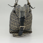 FENDI Zucchino Canvas Hand Bag Navy Silver99666